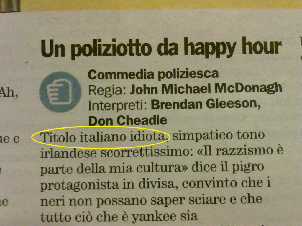 Un poliziotto da happy hour, recensione di Alessio Guzzano sul quotidiano City