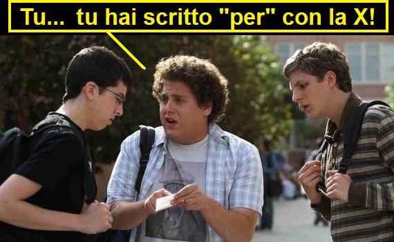 Tre attori di Suxbad (Superbad) nella scena della patente falsa