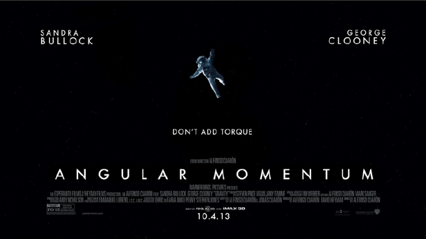 Finto poster del film Gravity intitolato: Momento angolare