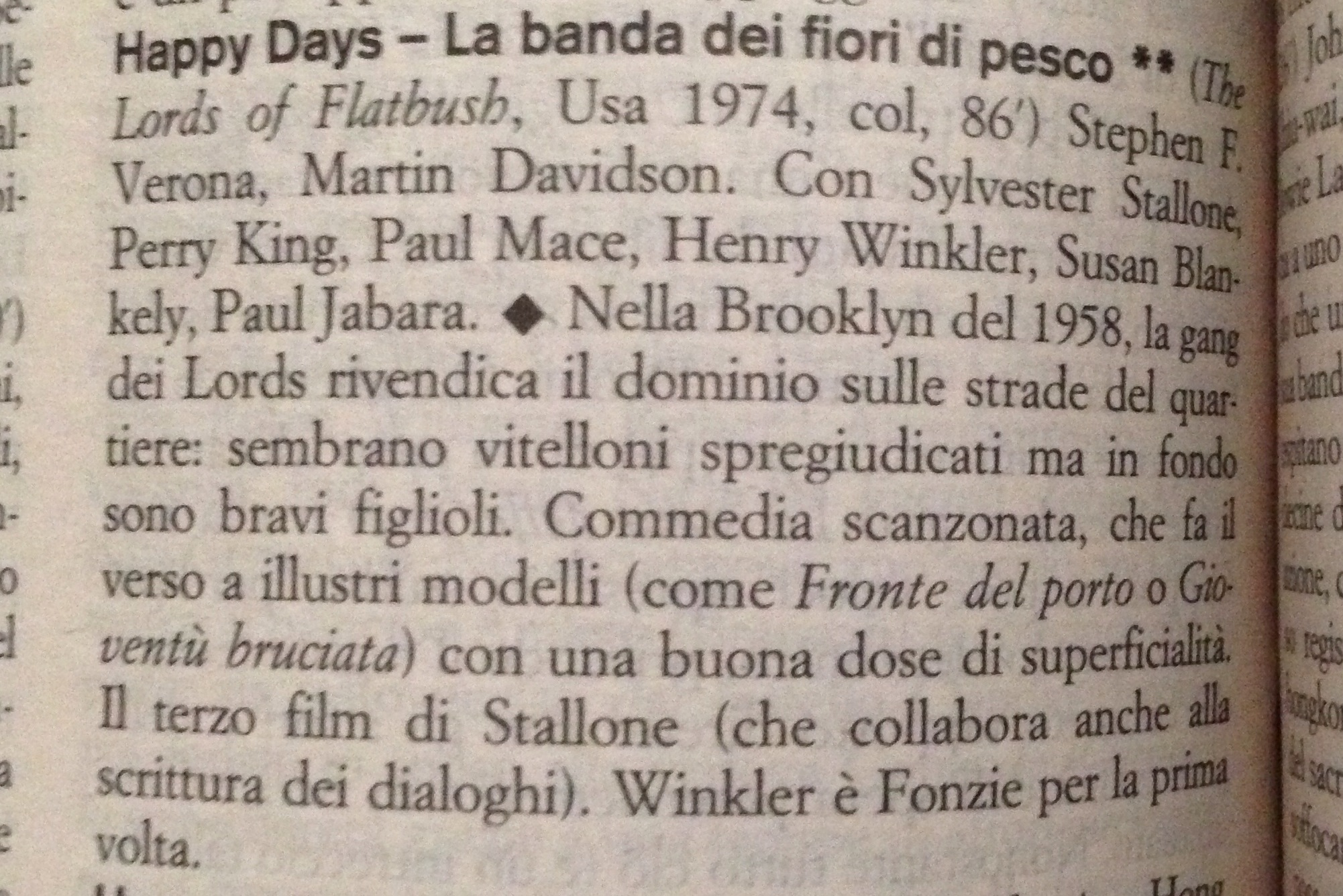 Happy Days la banda dei fiori di pesco, recensione dal dizionario dei film Mereghetti