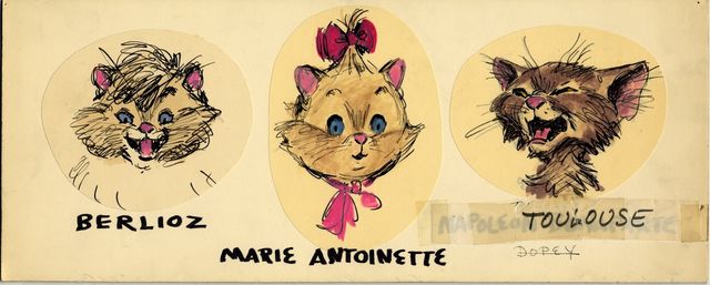 Concept art per i gatti del film Gli Aristogatti