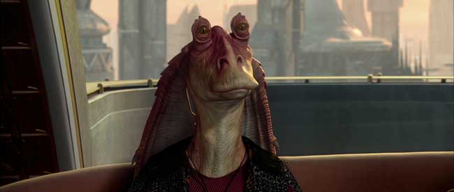 Jar Jar Binks in Star Wars Epsiodio II l'attacco dei cloni