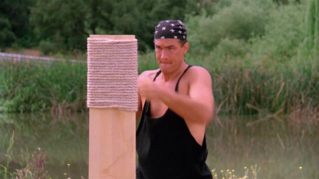 Steven Seagal in Duro da uccidere dove si allena tirando pugni