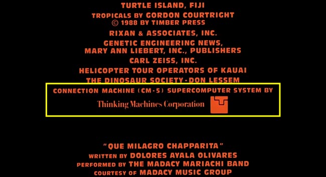 Connection machine dai titoli di coda di Jurassic Park